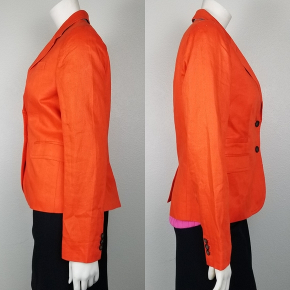 J. Crew Factory Schoolboy Linen Blazer in Red Orange Size 4 - Picture 2 of 11